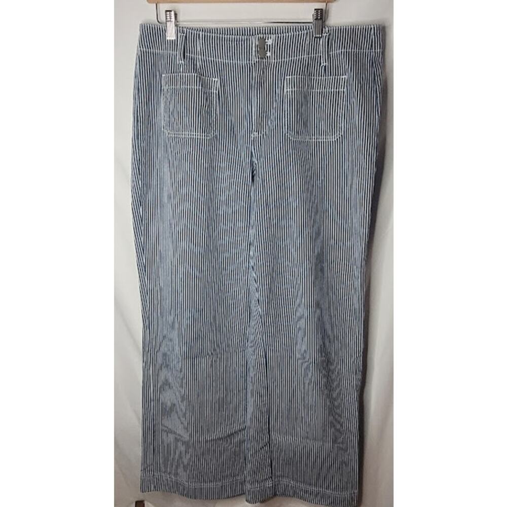 Talbots- Relaxed jean Trousers- Blue and white stripe wide leg- size 14